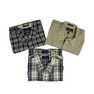 Lot of 3 ENRO TRADITIONS 3X Tall Men's Button-Down Shirts Plaid Short Sleeve